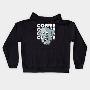 Cute Elephant Drinking Coffee Kawaii Neko Anime product Kids Hoodie